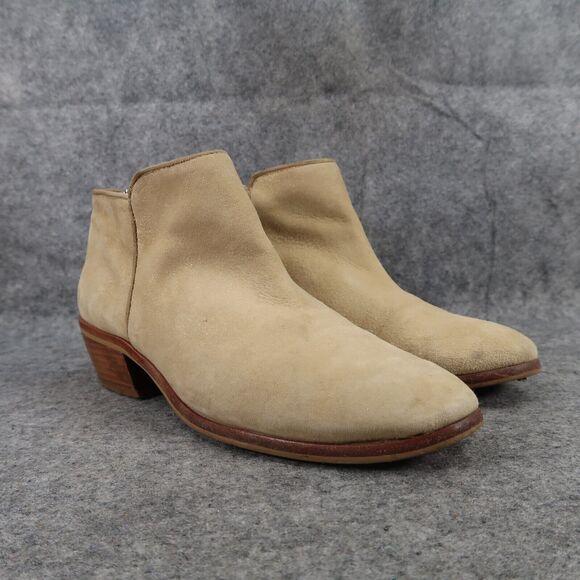 Sam Edelman Shoes Womens 7.5 Bootie Fashion Petty Leather Classic Tan Block Heel - Picture 1 of 14